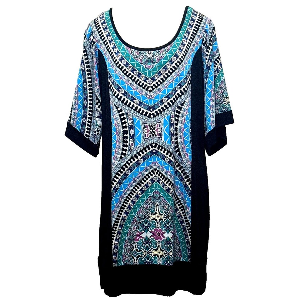 NICOLE MILLER L Jewel-tone 3/4 Sleeves No Iron Beach Coastal Vacation Midi Dress